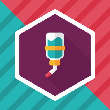 Evde beslenen hayvan su şişe uzun gölge, eps10 düz simgesiyle içme