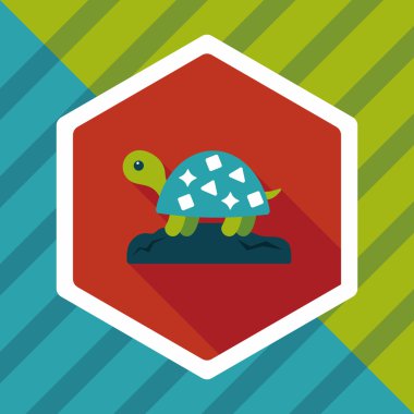 Evde beslenen hayvan kaplumbağa uzun gölge, eps10 düz simgesiyle