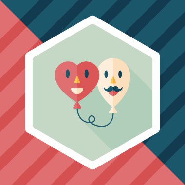 Uzun Gölge, eps10 ile Sevgililer günü ballons düz simgesi