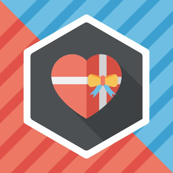 Valentine 's Day present flat icon with long shadow, eps10 — стоковый вектор