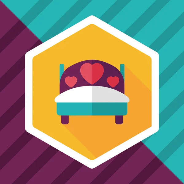 Pareja de boda cama icono plano con sombra larga, eps10 — Vector de stock