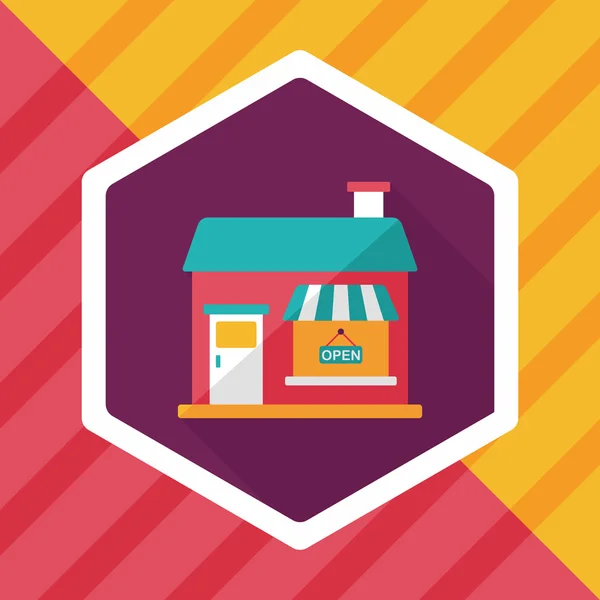 Building restaurant flat icon with long shadow, eps10 — стоковый вектор