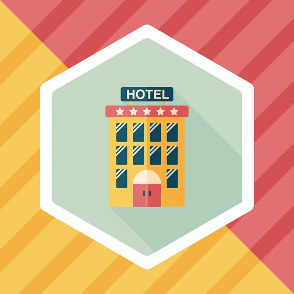 Edificio hotel icona piatta con lunga ombra, eps10 — Vettoriale Stock