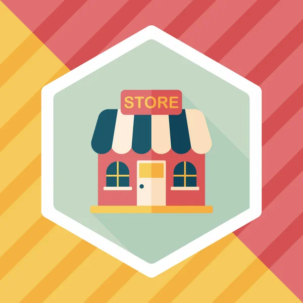 Building shop store flat icon with long shadow,eps10 — Stock Vector