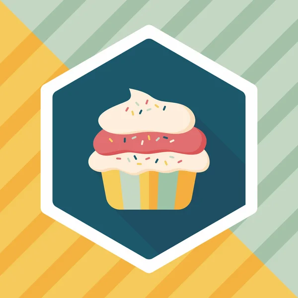 Cupcake platte pictogram met lange schaduw, eps10 — Stockvector