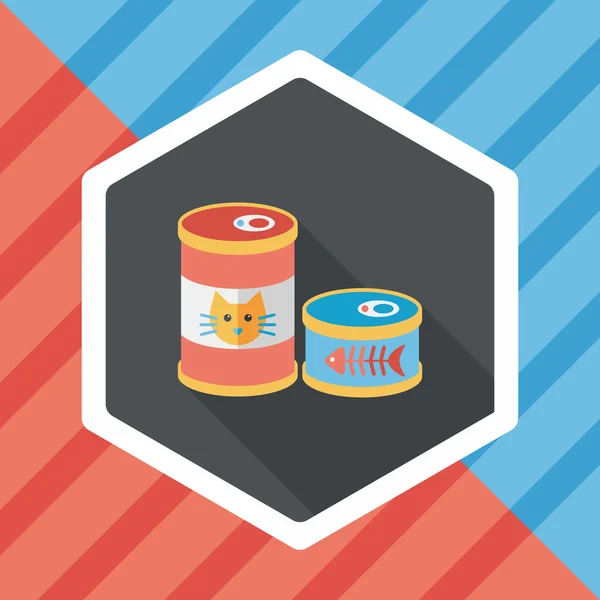 Pet cat food can flat icon with long shadow, eps10 — стоковый вектор