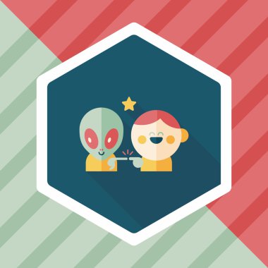 Alan yabancı ve çocuk dostluk düz simgesiyle uzun gölge, eps10