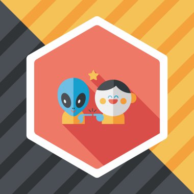 Alan yabancı ve çocuk dostluk düz simgesiyle uzun gölge, eps10