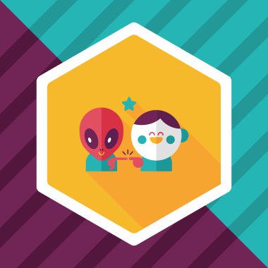 Alan yabancı ve çocuk dostluk düz simgesiyle uzun gölge, eps10