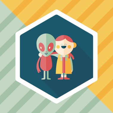 Uzun Gölge, eps10 ile alan yabancı dostluk düz simgesi