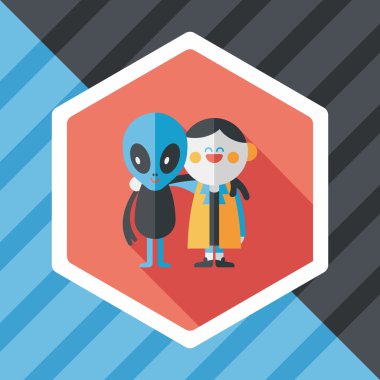 Uzun Gölge, eps10 ile alan yabancı dostluk düz simgesi