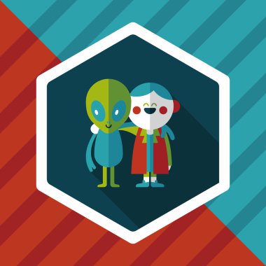 Uzun Gölge, eps10 ile alan yabancı dostluk düz simgesi