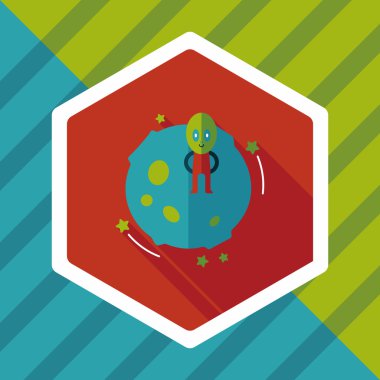 Uzay gezegen ve yabancı uzun gölge, eps10 düz simgesi