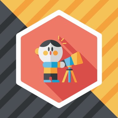 Alan çocuk ve teleskop uzun gölge, eps10 düz simgesi