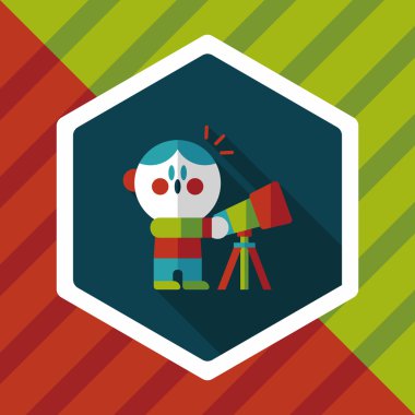 Alan çocuk ve teleskop uzun gölge, eps10 düz simgesi