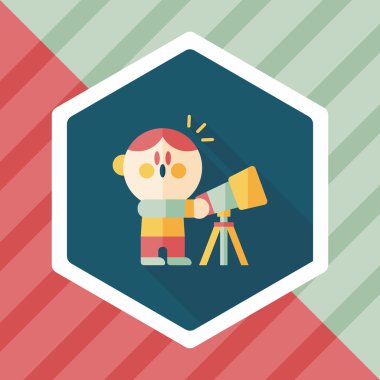 Alan çocuk ve teleskop uzun gölge, eps10 düz simgesi