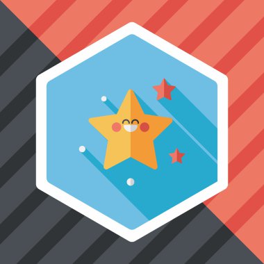 Uzay yıldız düz simgesi ile uzun gölge, eps10