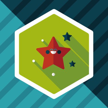 Uzay yıldız düz simgesi ile uzun gölge, eps10