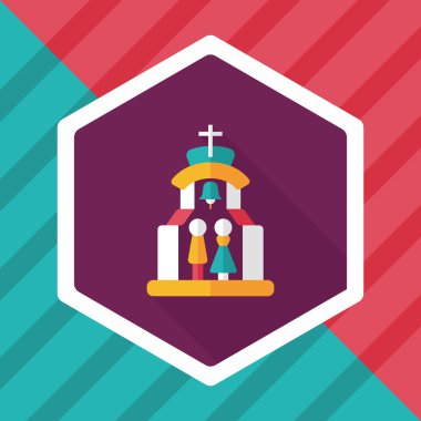 Uzun gölgeli Chruch Düz Simgesi 'nde düğün seremonisi.