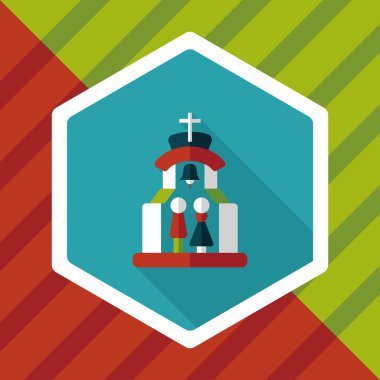 Uzun gölgeli Chruch Düz Simgesi 'nde düğün seremonisi.