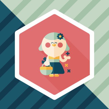 düğün çiçeği kız düz ikon, uzun gölge, eps10