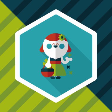 düğün çiçeği kız düz ikon, uzun gölge, eps10