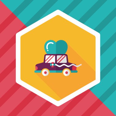 Düğün araba düz simgesi ile uzun gölge, eps10