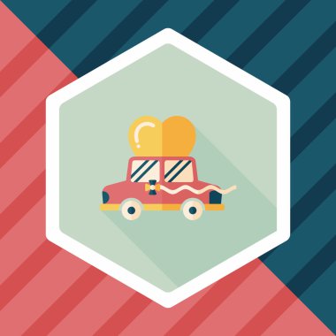 Düğün araba düz simgesi ile uzun gölge, eps10