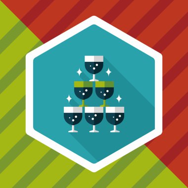 düğün şampanyası uzun gölgeli düz ikon, eps10