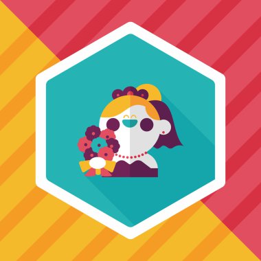 Gelinin düz ikonu, uzun gölgeli, eps10