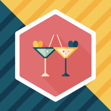 düğün şampanyası uzun gölgeli düz ikon, eps10