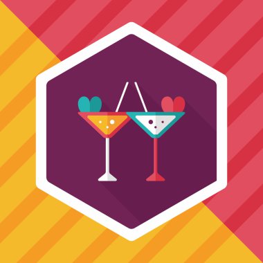 düğün şampanyası uzun gölgeli düz ikon, eps10