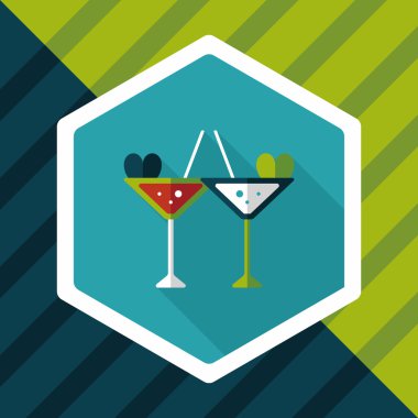 düğün şampanyası uzun gölgeli düz ikon, eps10