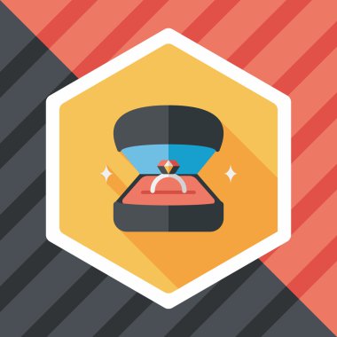 Elmas yüzük düz simgesi ile uzun gölge, eps10 teklif