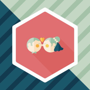 Düğün Çift düz simgesi ile uzun gölge, eps10