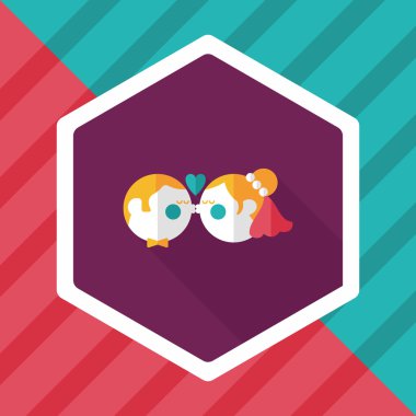 Düğün Çift düz simgesi ile uzun gölge, eps10