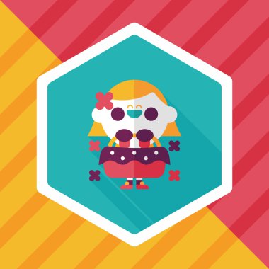 düğün çiçeği kız düz ikon, uzun gölge, eps10