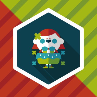 düğün çiçeği kız düz ikon, uzun gölge, eps10