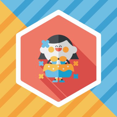 düğün çiçeği kız düz ikon, uzun gölge, eps10