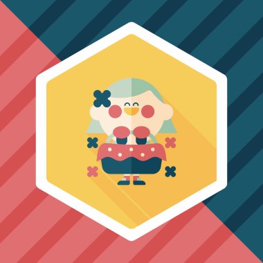 düğün çiçeği kız düz ikon, uzun gölge, eps10