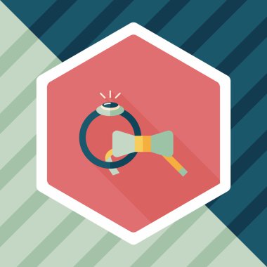 düz uzun gölge, eps10 simgesiyle damat kravat ve yüzük