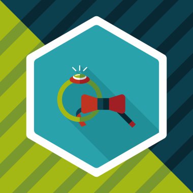 düz uzun gölge, eps10 simgesiyle damat kravat ve yüzük