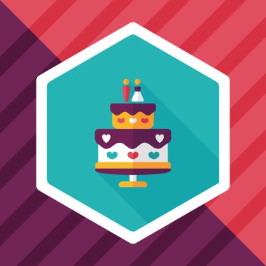 Düğün pastası uzun gölge, eps10 düz simgesiyle