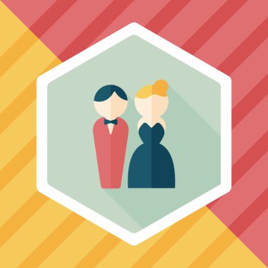 Düğün Çift düz simgesi ile uzun gölge, eps10