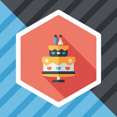 Düğün pastası uzun gölge, eps10 düz simgesiyle