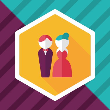 Düğün Çift düz simgesi ile uzun gölge, eps10