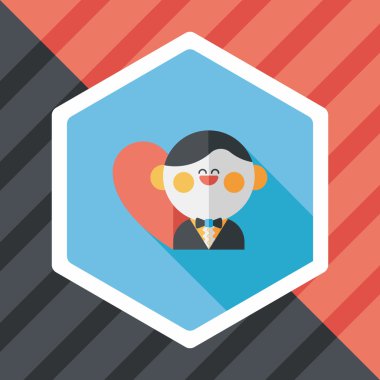 Düğün damat uzun gölge, eps10 düz simgesiyle