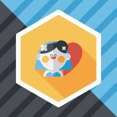 Gelinin düz ikonu, uzun gölgeli, eps10