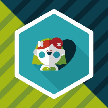 Gelinin düz ikonu, uzun gölgeli, eps10