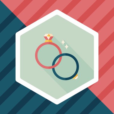 Uzun gölgeli çift elmas yüzük ikonu, eps10